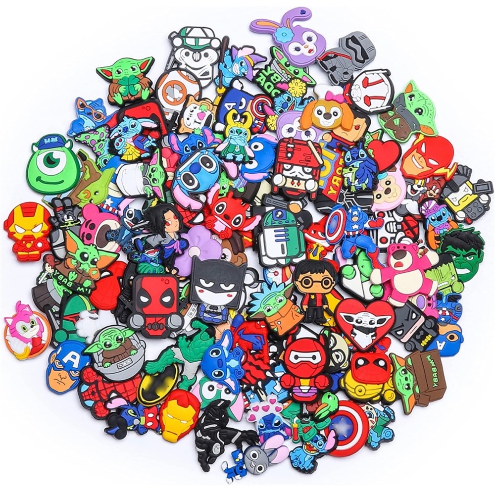 110-Pieces Shoe Charms Pack For Clog, No-Repeat - All Different